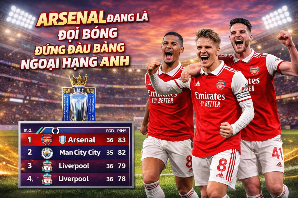 Arsenal đang là đội bóng đứng đầu bản Ngoại Hạng Anh